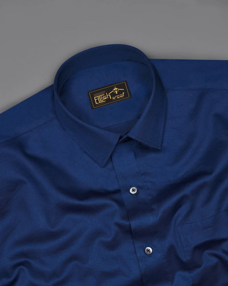 navy blue Soft Touch Satin Premium Cotton Shirt