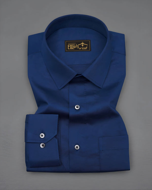 navy blue Soft Touch Satin Premium Cotton Shirt