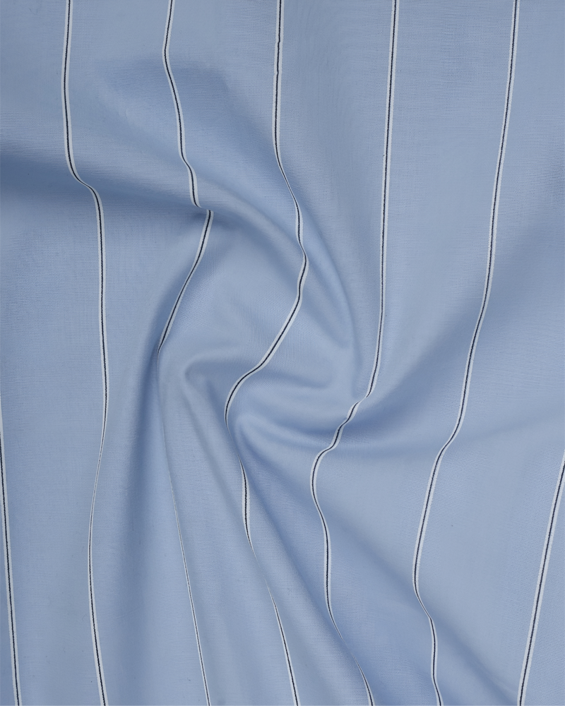 Skyline Blue with White Stripe Premium Cotton Shirt