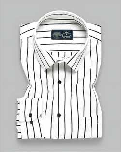 Black & White Stripe Lawn Cotton Men's Formal Shirt