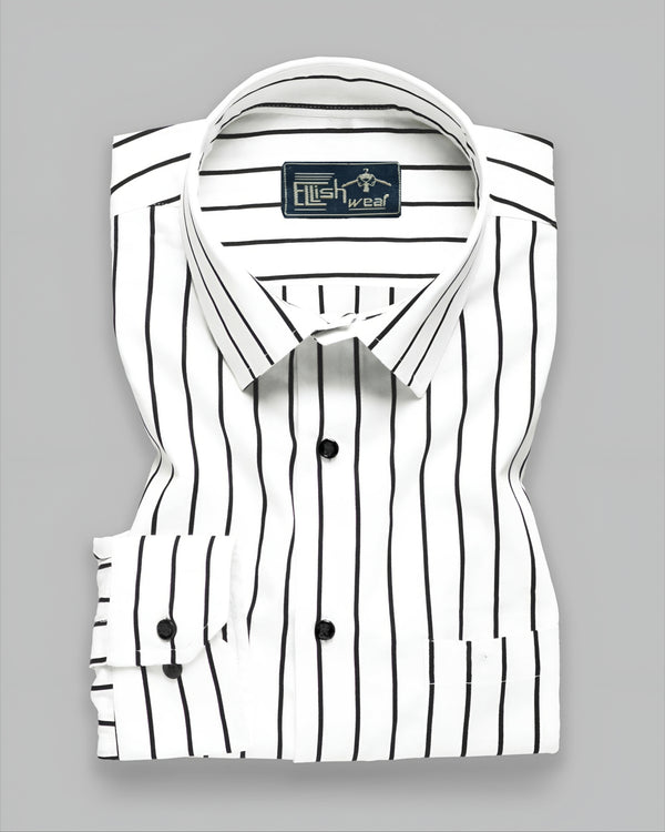 Black & White Stripe Lawn Cotton Men's Formal Shirt