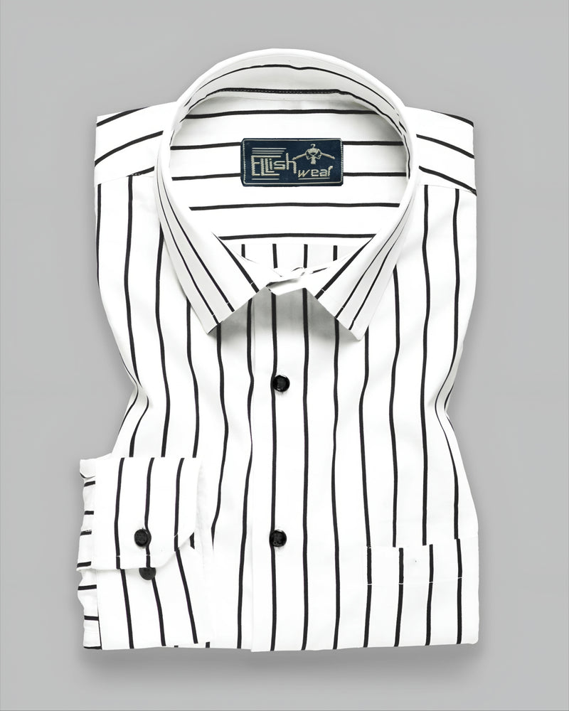 Black & White Stripe Lawn Cotton Men's Formal Shirt