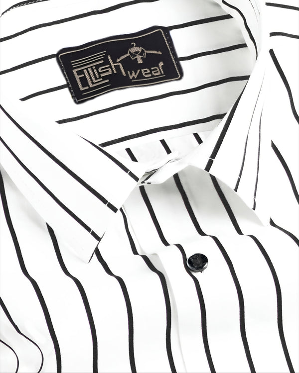 Black & White Stripe Lawn Cotton Men's Formal Shirt