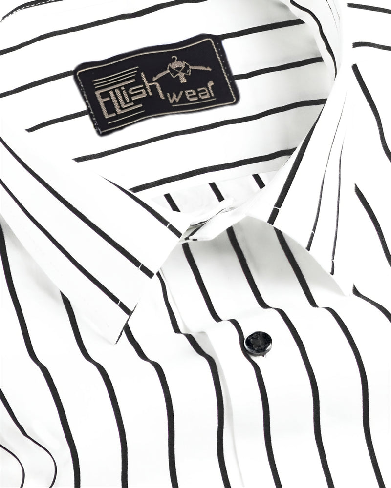 Black & White Stripe Lawn Cotton Men's Formal Shirt
