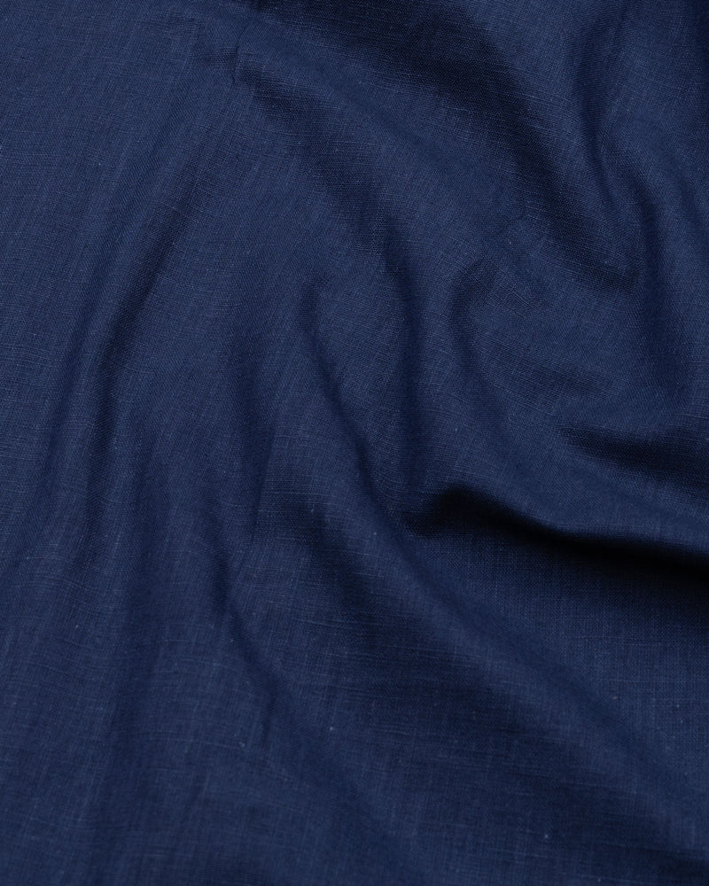 Navy Blue Solid Linen Cotton Formal with white button Shirt