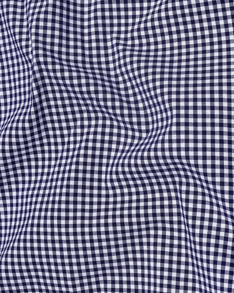 Navy Check Button Down Cotton Shirt
