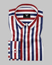 Amber Red & Navy Blue Striped formal Premium Shirt