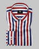 Crimson Red & Navy Blue Striped formal Premium Shirt
