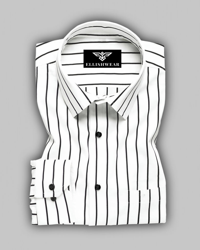 Black & White Stripe Lawn Cotton Men's Formal Shirt – Ellish Wear