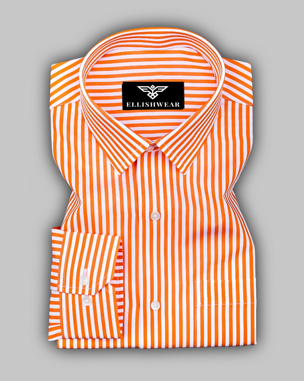 mens orange striped dress shirt Bold Striped Popeline Shirt Orange Regular Fit / XL 45
