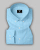blue With White Micro Check Button Down Cotton Shirt
