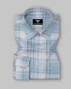 Asteron Sky Blue Checked Premium Cotton Shirt