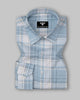 Asteron Sky Blue Checked Premium Cotton Shirt