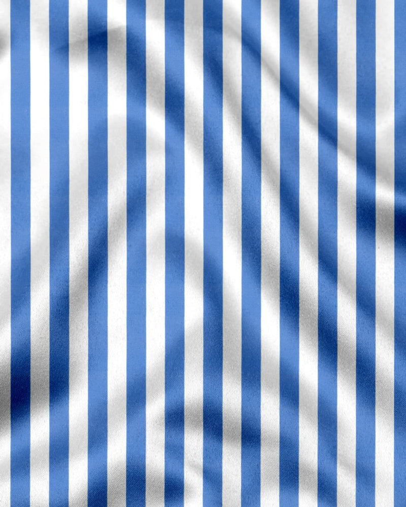 Ceniza Blue With White Broad Stripe Oxford Cotton Shirt