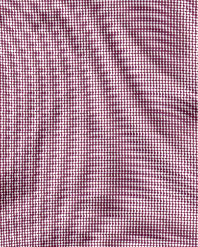 Red With White Micro Check Button Down Oxford Cotton Shirt