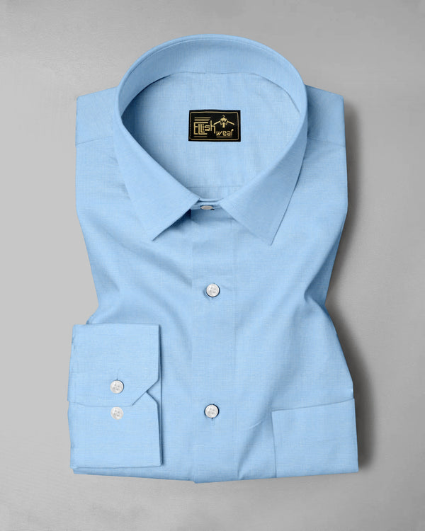 Clinton Blue Solid Linen Cotton Formal Shirt