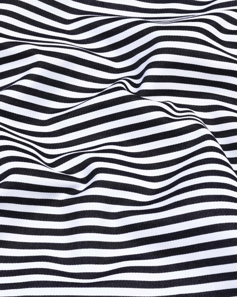 Zesta Black With White Candy Stripe Premium Cotton Shirt