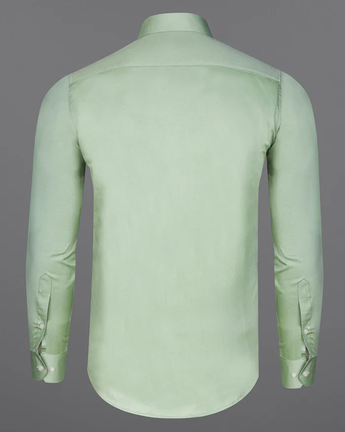 green Soft Touch Satin Premium Cotton Shirt