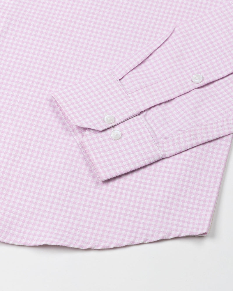 Lucifer Pink With White Check Oxford Cotton Shirt