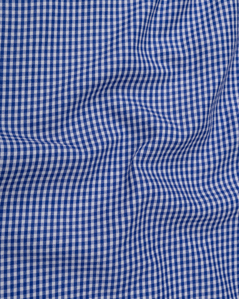 Blue Check Button Down Cotton Shirt