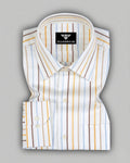 White Sail Blue Sisal Brown Striped Cotton Shirt for Men
