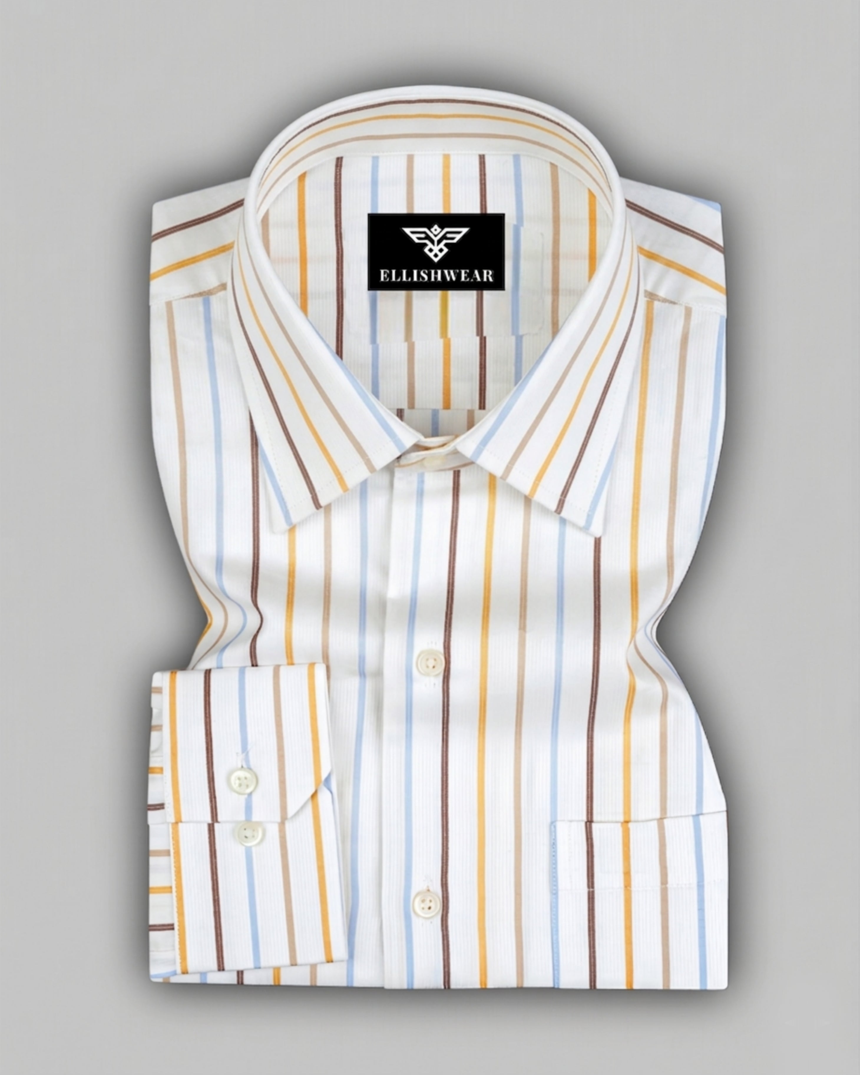 White Sail Blue Sisal Brown Striped Cotton Shirt for Men – Ellish Wear