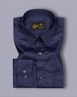 Blue Soft Touch Satin Premium Cotton Shirt