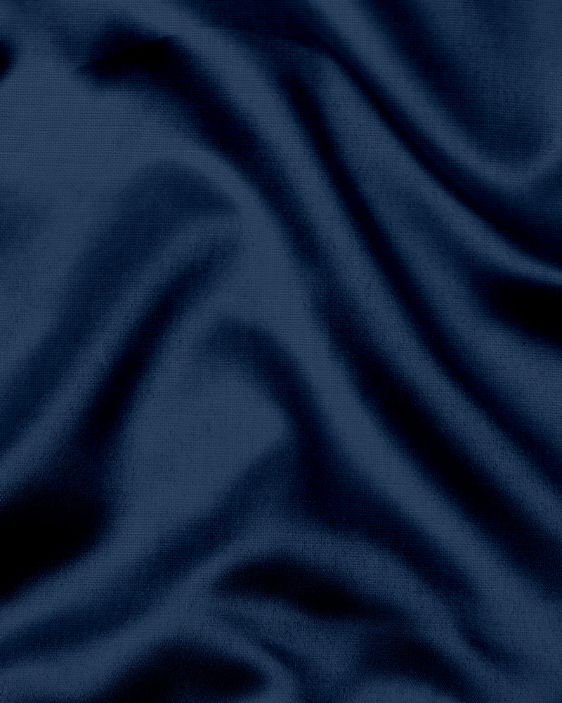 Navy Blue Solid Linen Cotton Formal Shirt