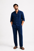 Ivory Luxe Blue Linen Cotton Cord Set – Smart Casual Men’s Style