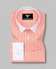 Elite orange & White Striped Premium Cotton Shirt White Cuff Collar