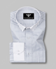 Elite grey & White Striped Premium Cotton Shirt White Cuff Collar