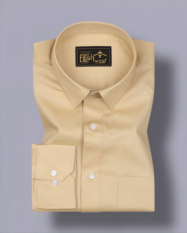 khaki Soft Touch Satin Premium Cotton Shirt