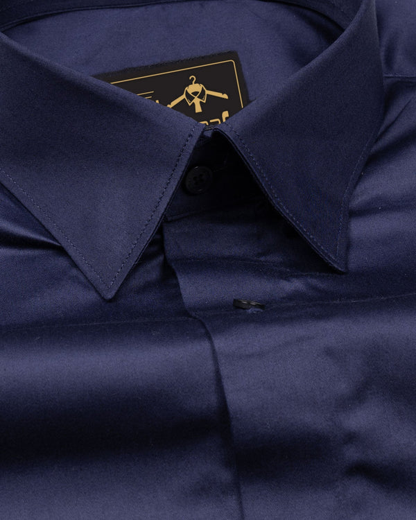 Blue Soft Touch Satin Premium Cotton Shirt