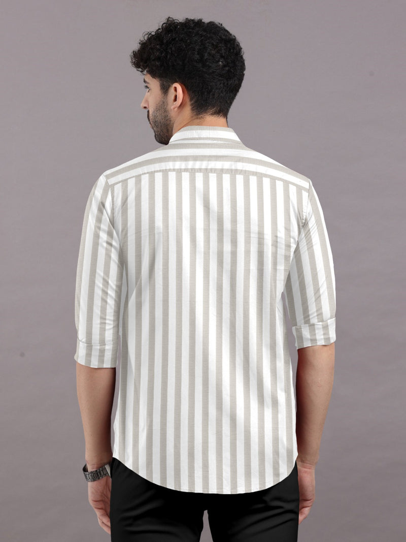 Classic Sandstone Beige with White Stripe Premium Shirt