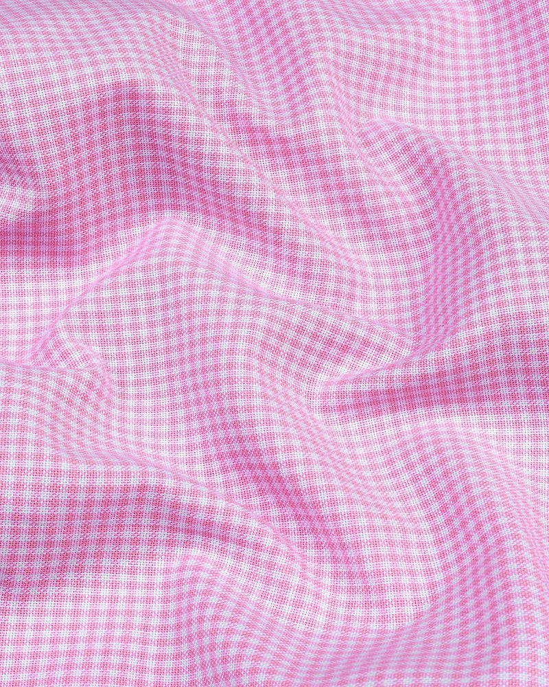 Lucifer Pink With White Check Oxford Cotton Shirt