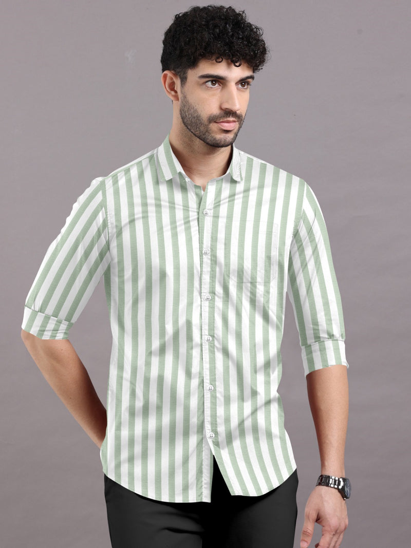 Titanic Pistachio Green With White Twill Stripe Premium Shirt