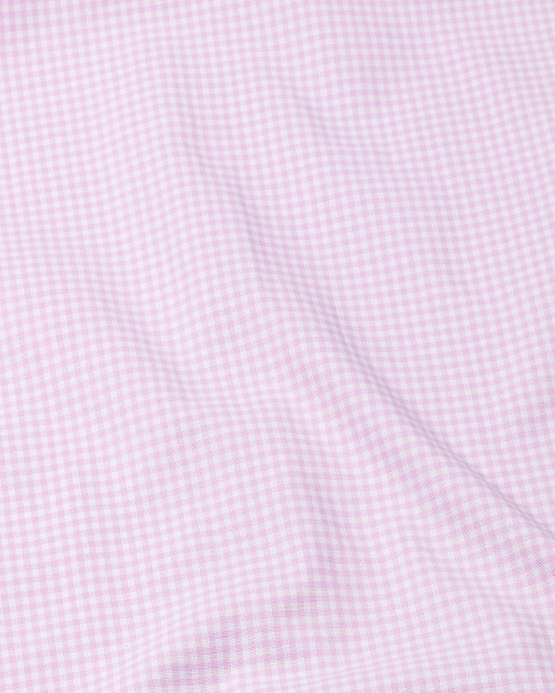Lucifer Pink With White Check Oxford Cotton Shirt