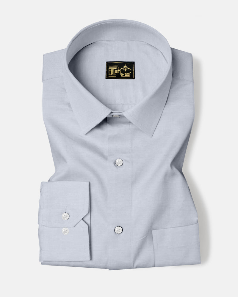 Osaka silver Solid Linen Cotton Formal Shirt