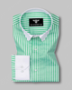 Elite green & White Striped Premium Cotton Shirt White Cuff Collar