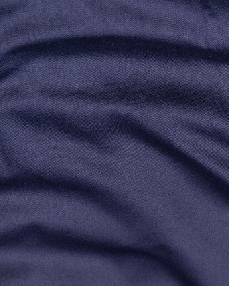 Blue Soft Touch Satin Premium Cotton Shirt