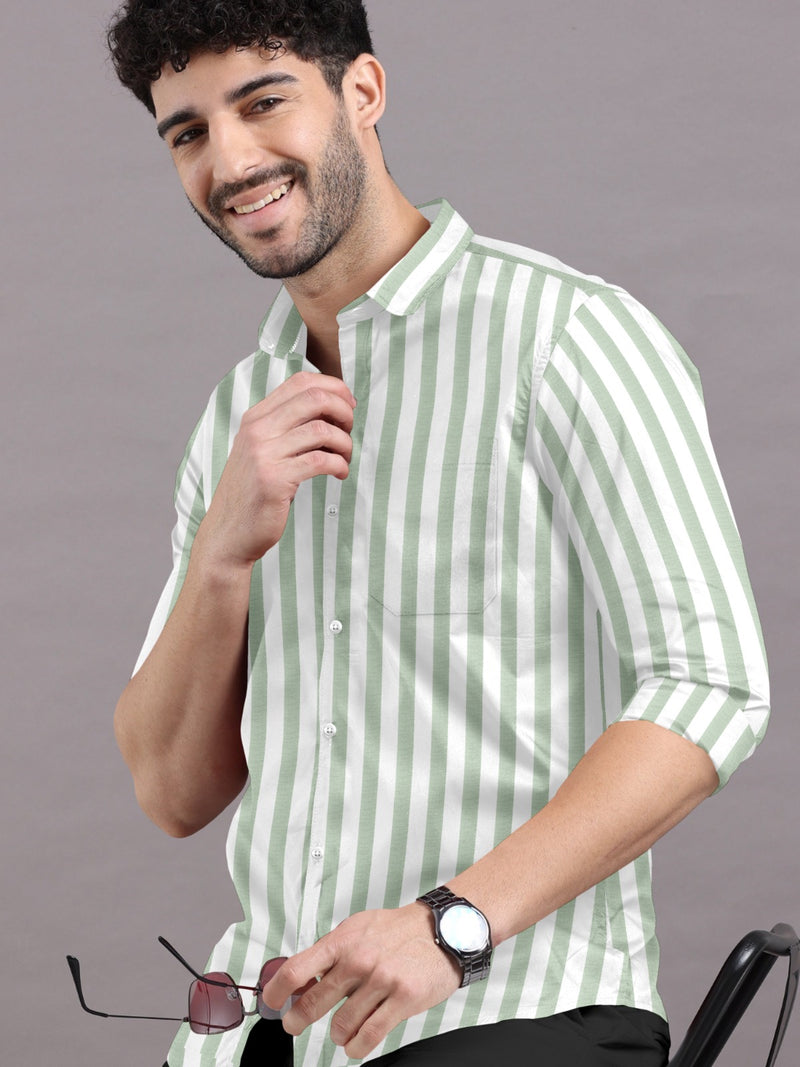 Titanic Pistachio Green With White Twill Stripe Premium Shirt