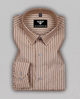 Averique Beige & White Stripe Premium Cotton Formal Shirt