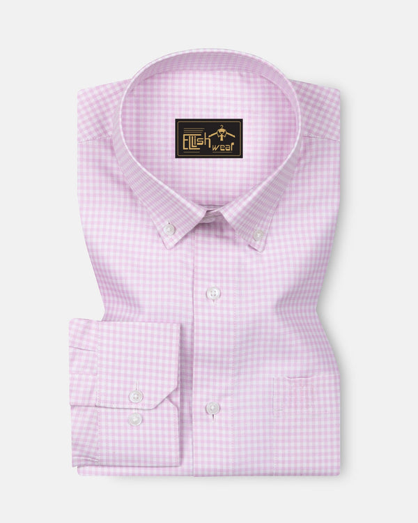 Lucifer Pink With White Check Oxford Cotton Shirt