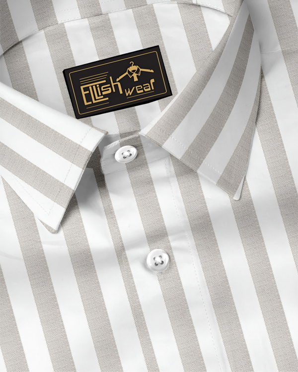 Classic Sandstone Beige with White Stripe Premium Shirt