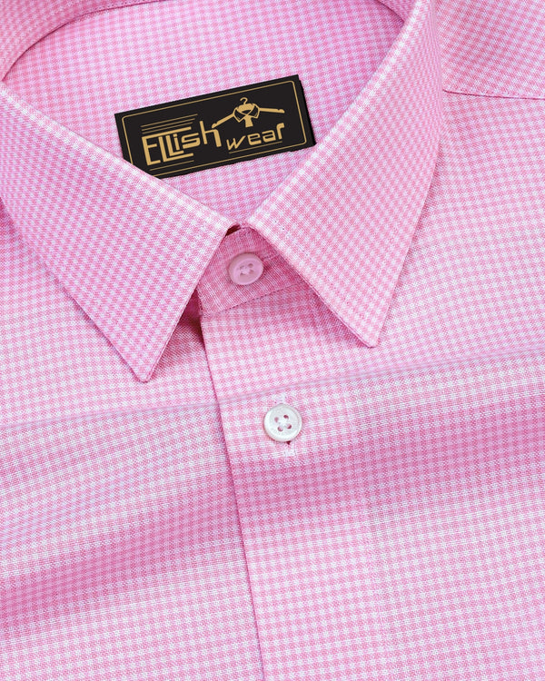 Lucifer Pink With White Check Oxford Cotton Shirt