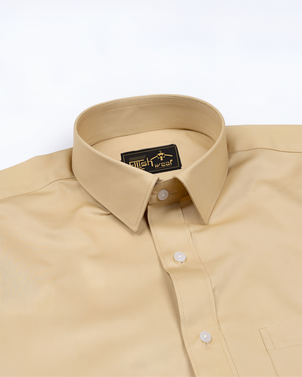 khaki Soft Touch Satin Premium Cotton Shirt