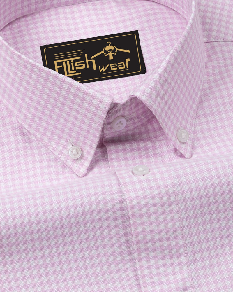 Lucifer Pink With White Check Oxford Cotton Shirt