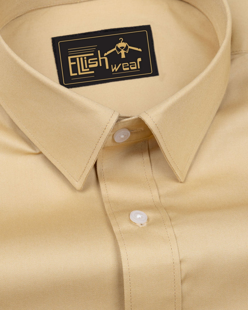 khaki Soft Touch Satin Premium Cotton Shirt