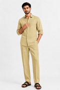 Ivory Luxe Sand Beige Linen Cotton Cord Set – Effortless Summer Elegance for Men