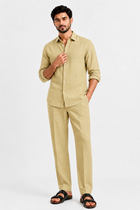 Ivory Luxe Sand Beige Linen Cotton Cord Set – Effortless Summer Elegance for Men